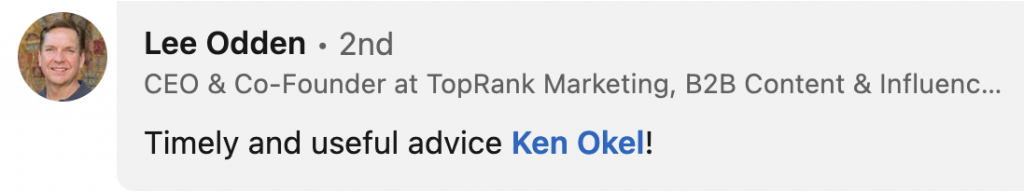 Ken Okel testimonial Marketing