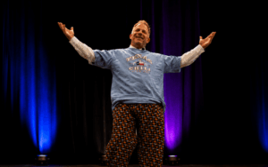 Ken Okel on Stage,Texas Chili Cookoff